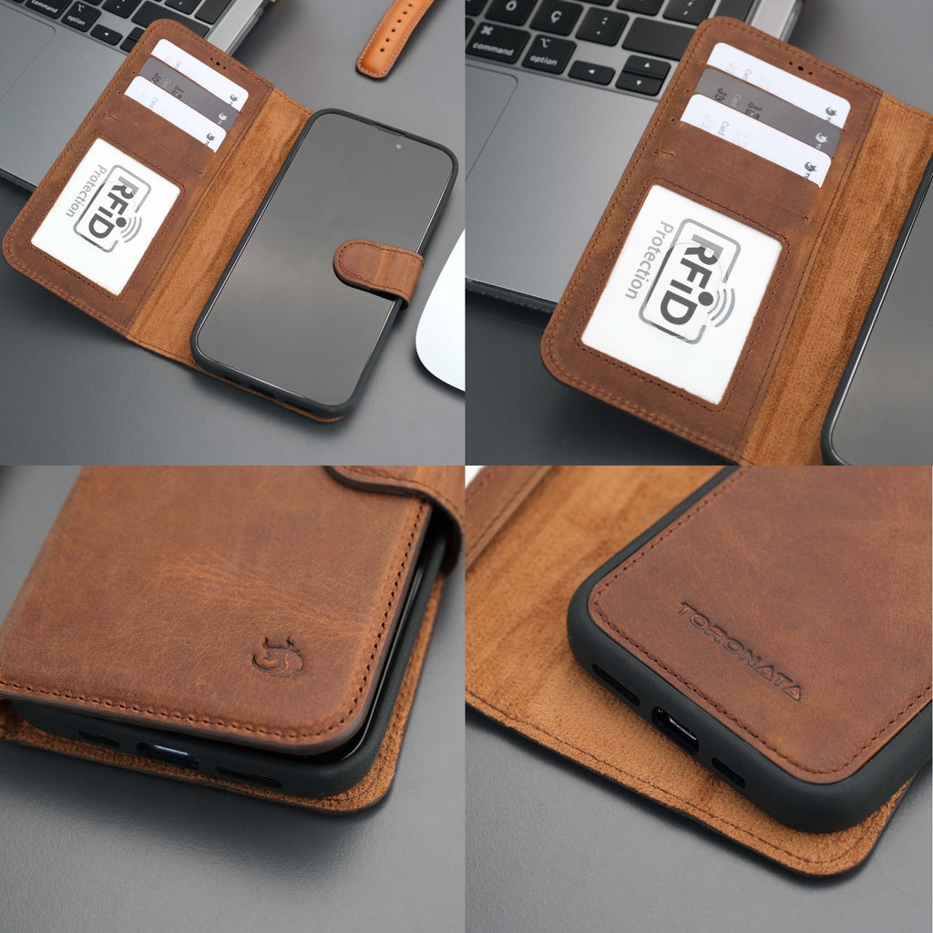 Casper Leather iPhone 15 Pro Max Wallet Case | Detachable MagSafe Compatible RFID Protection